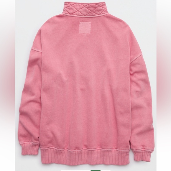 aerie Pink Quilted Funnel Neck Pullover Sweatshirt - Picture 4 of 4